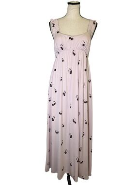 Gelato Pique Cherry Print Maxi Dress Pink Lounge Sleepwear One Size Free Size
